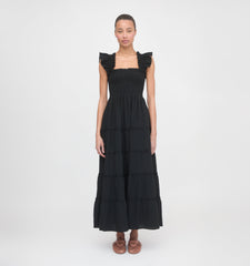 The Ellie Maxi Nap Dress - Black Tonal Seersucker