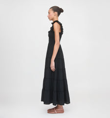 The Ellie Maxi Nap Dress - Black Tonal Seersucker