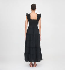 The Ellie Maxi Nap Dress - Black Tonal Seersucker