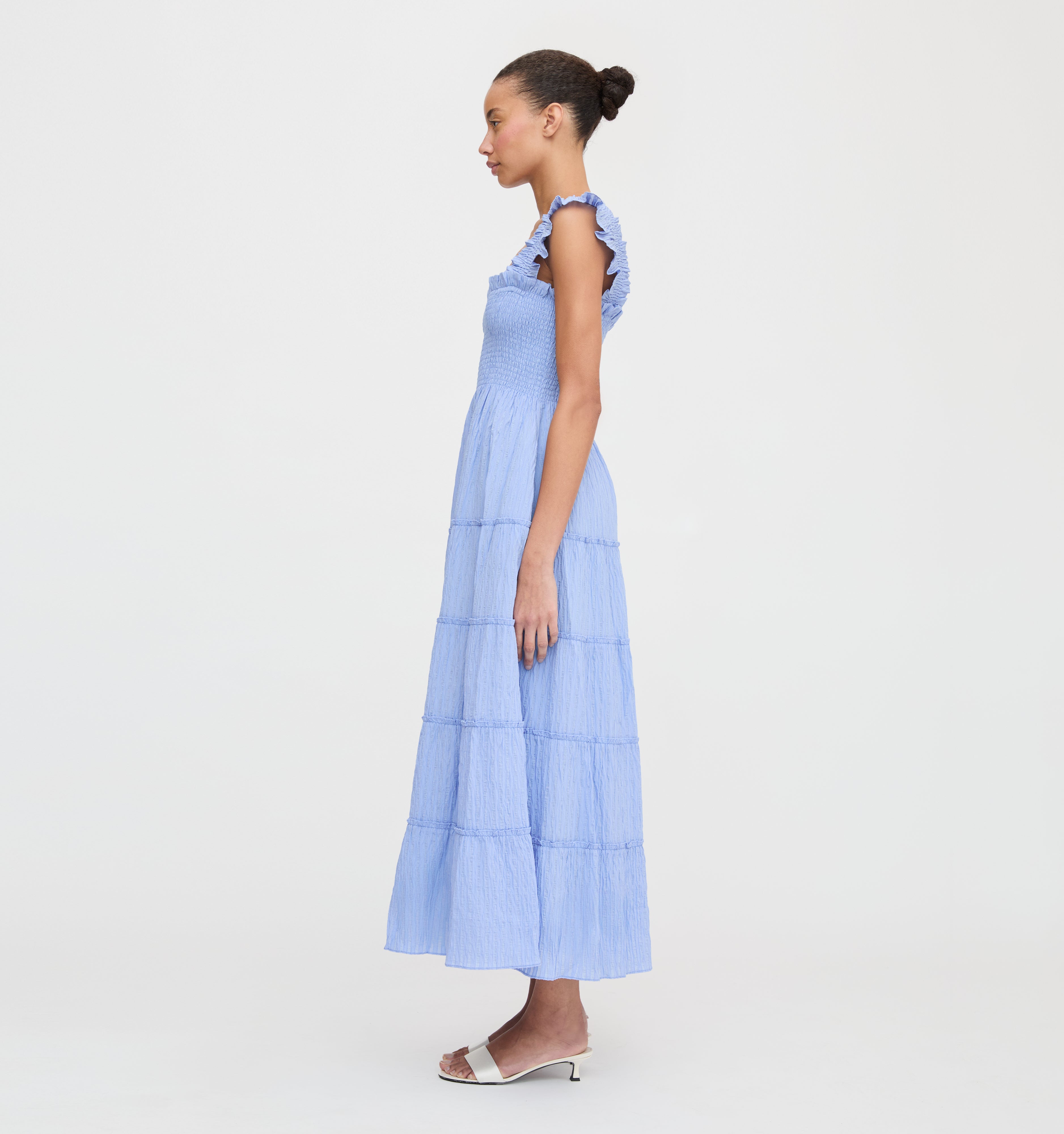 The Ellie Maxi Nap Dress - Bluebird Tonal Seersucker