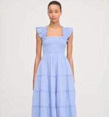 The Ellie Maxi Nap Dress - Bluebird Tonal Seersucker