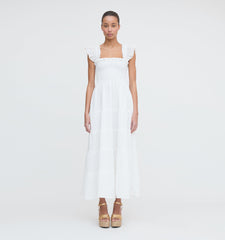 The Ellie Maxi Nap Dress - White Tonal Seersucker