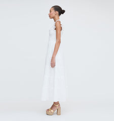 The Ellie Maxi Nap Dress - White Tonal Seersucker