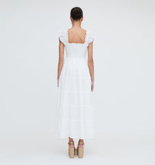 The Ellie Maxi Nap Dress - White Tonal Seersucker