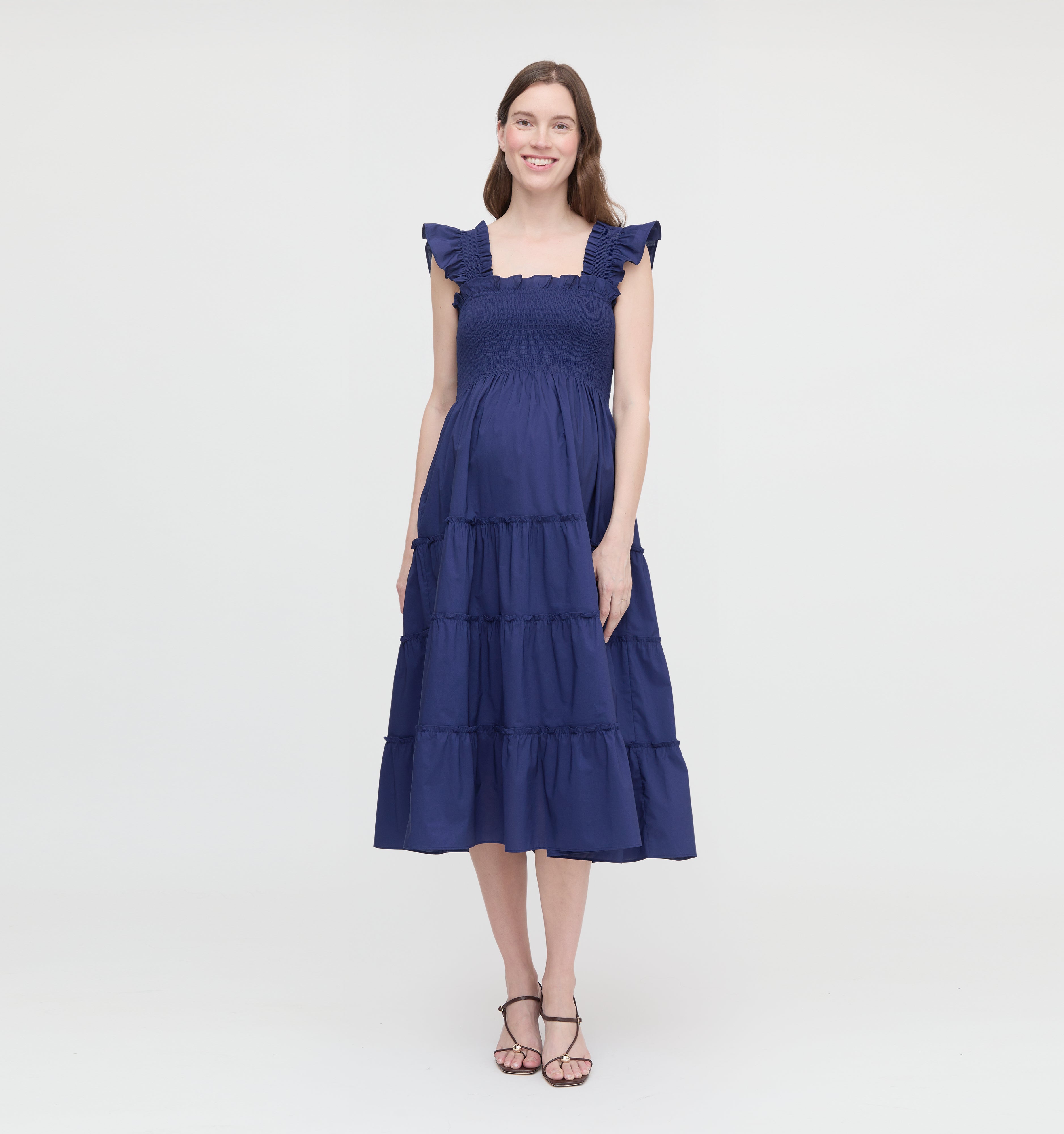 The Maternity Ellie Nap Dress - Navy Cotton