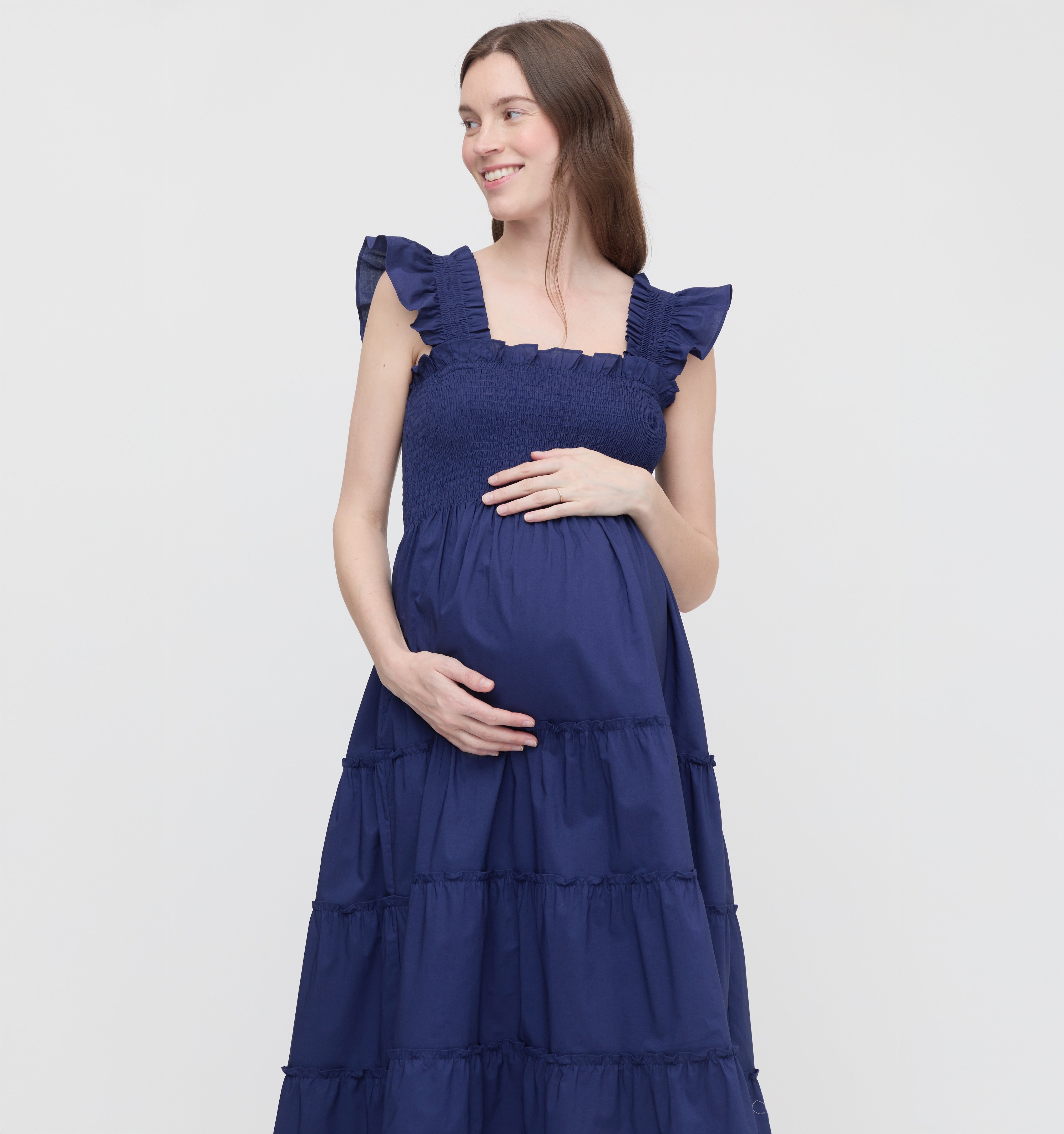 The Maternity Ellie Nap Dress - Navy Cotton