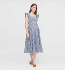 The Maternity Ellie Nap Dress - Navy Stripe
