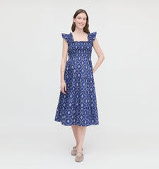 The Maternity Ellie Nap Dress - Navy Trellis