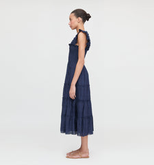 The Ellie Nap Dress - Navy Sheer Plaid
