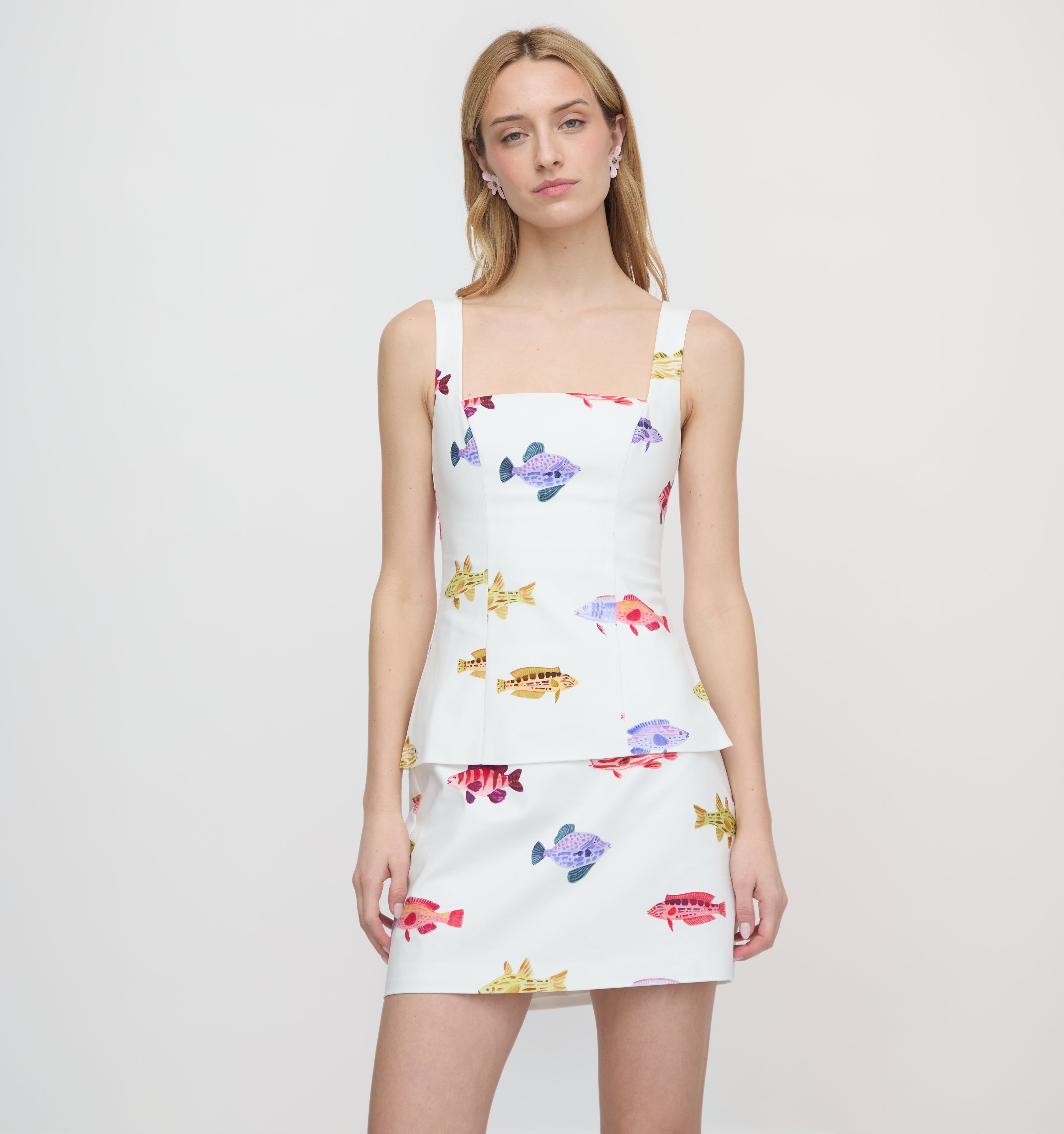The Hallie Skirt - White Rainbow Fish