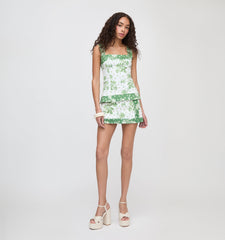 The Emma Top - White Delft Bouquet