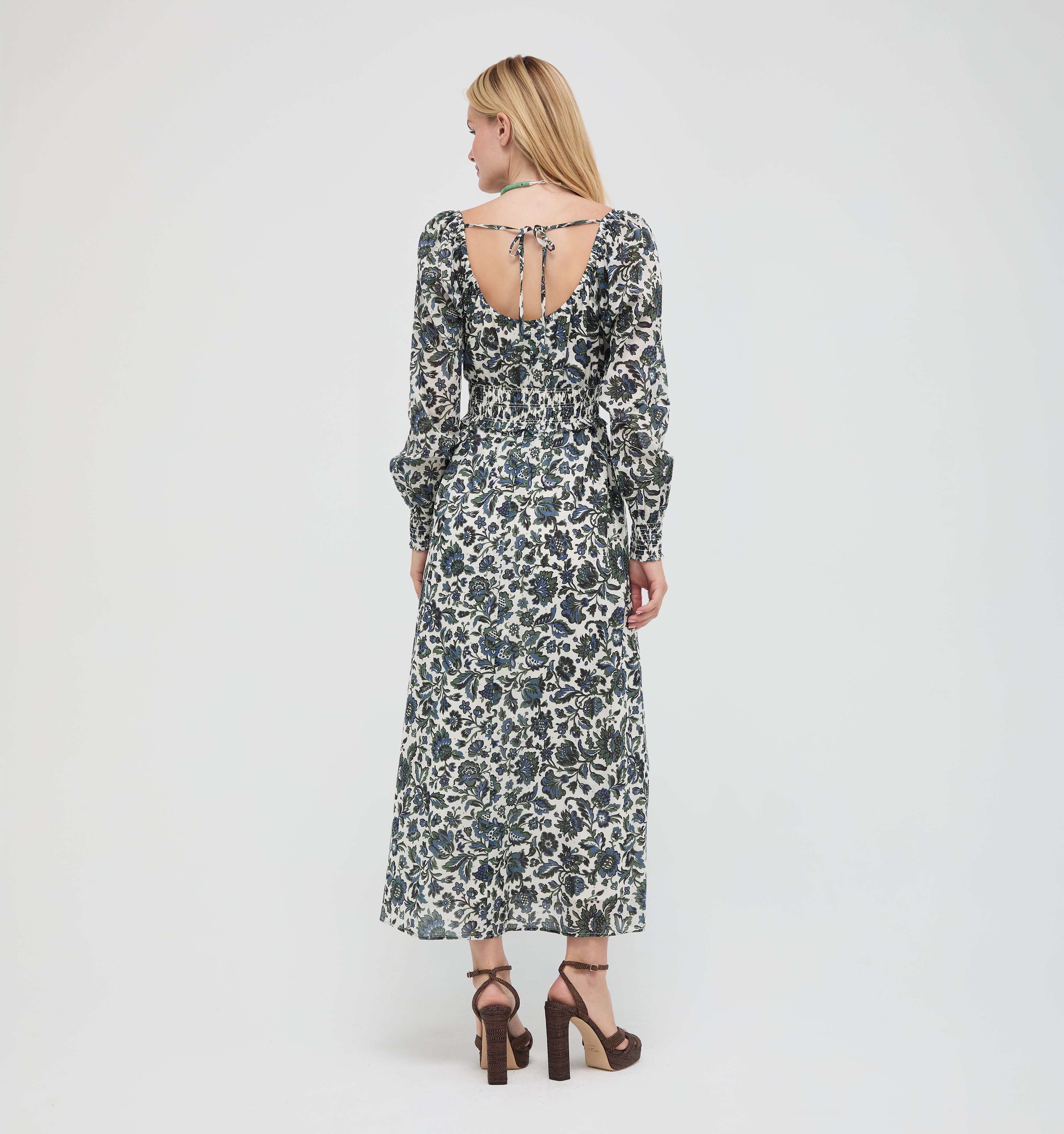 The Eugenia Nap Dress - Jacobean Bloom Blue/Green