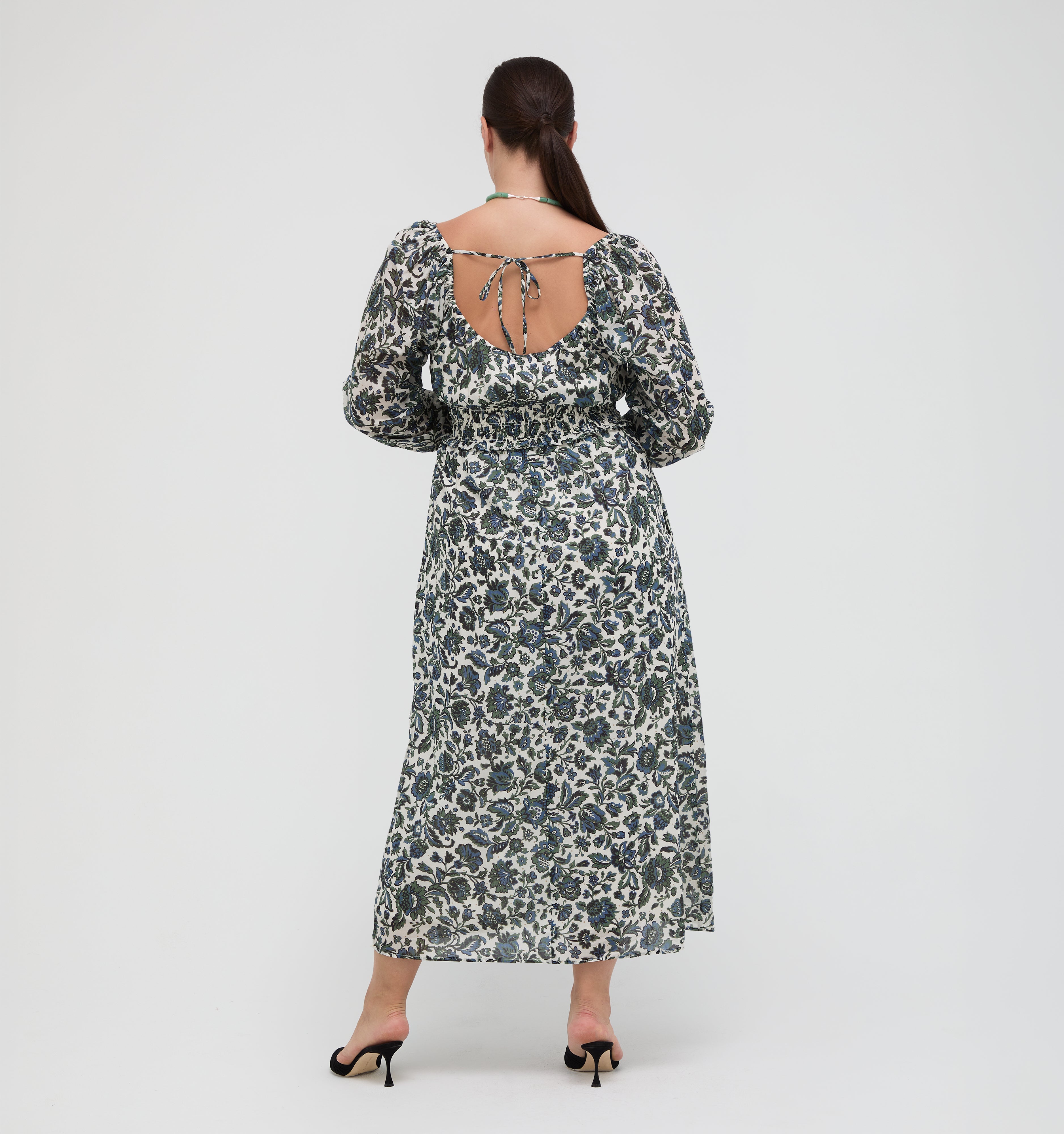 The Eugenia Nap Dress - Jacobean Bloom Blue/Green