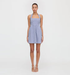 The Fleur Mini Dress - Navy Gingham