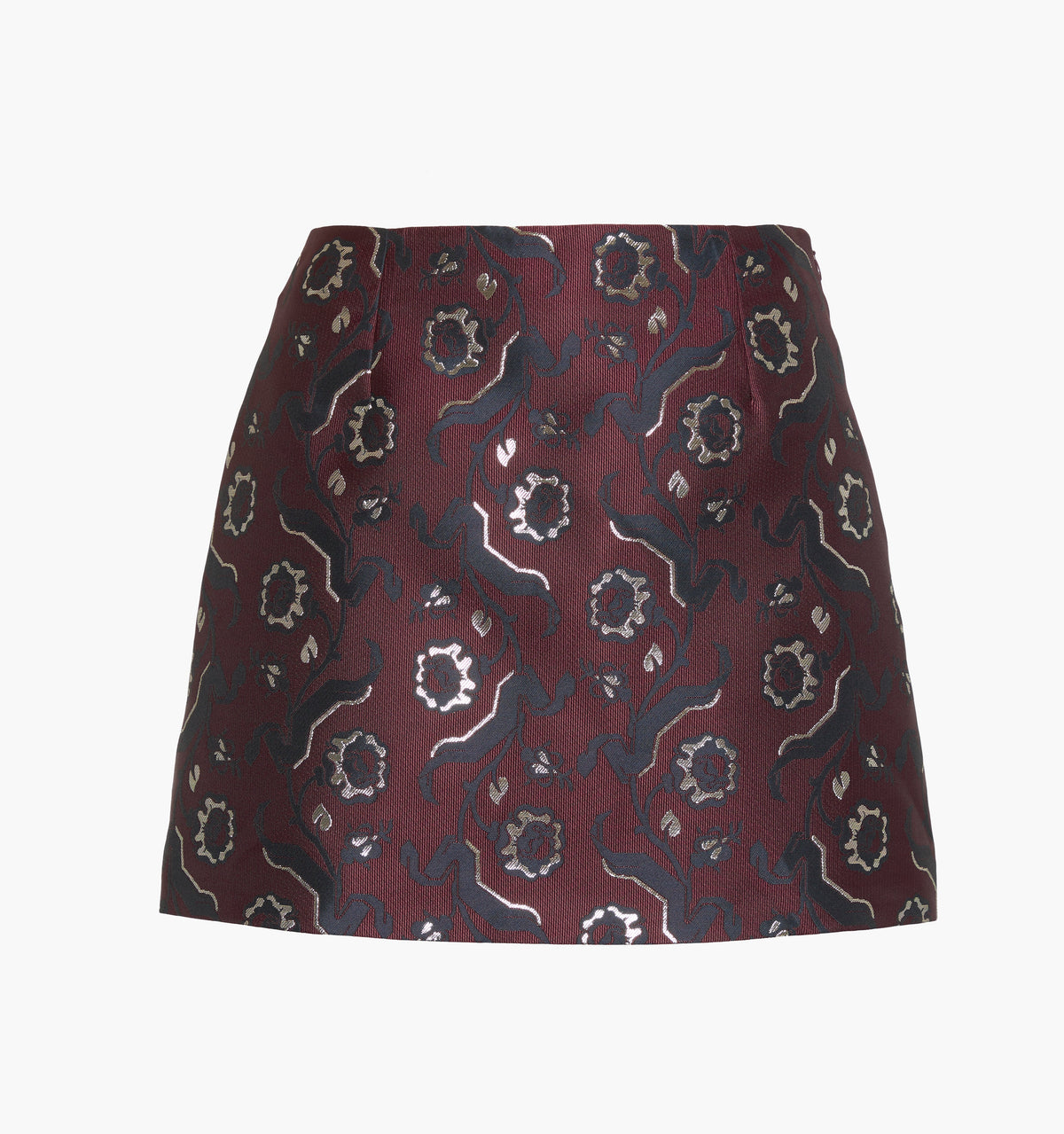 The Hallie Skirt - Burgundy Baroque Jacquard