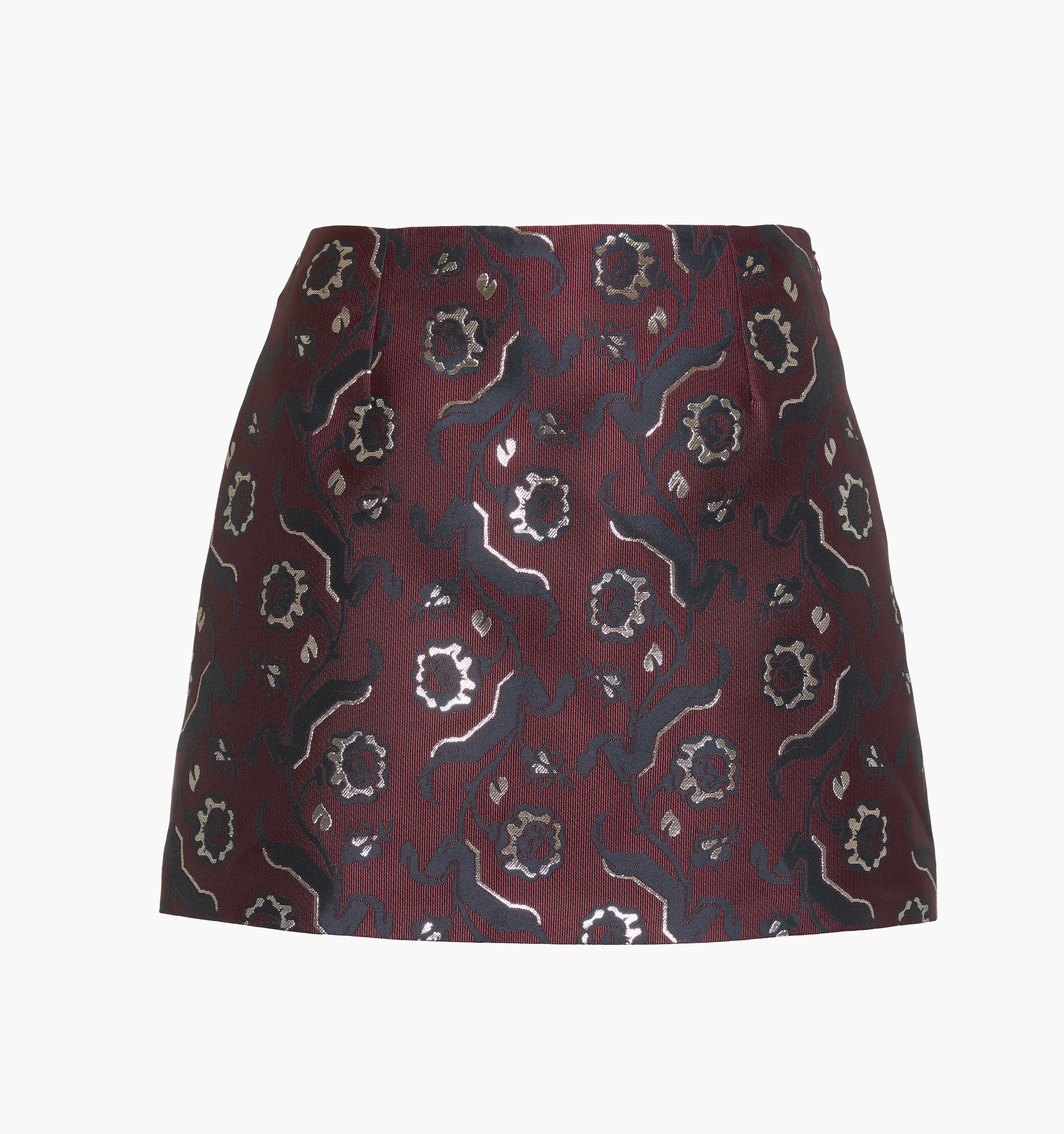 The Hallie Skirt - Burgundy Baroque Jacquard