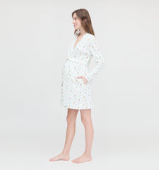 The Maternity Ivory Robe - Pastel Trellis
