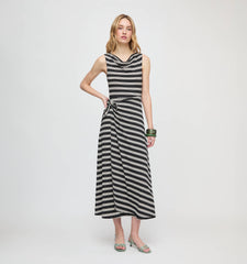 The Jayne Dress - Black/Ivory Stripe