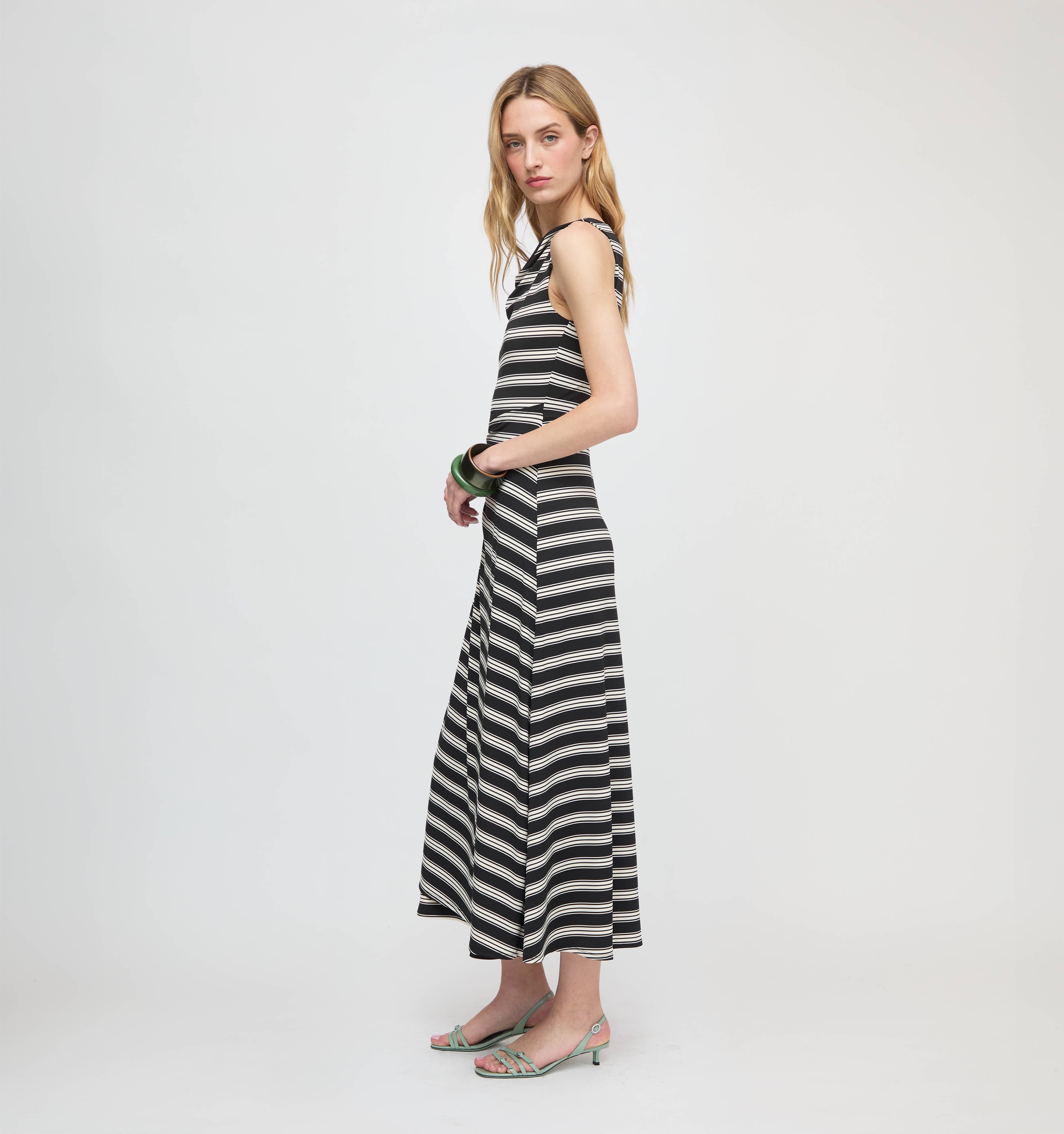 The Jayne Dress - Black/Ivory Stripe