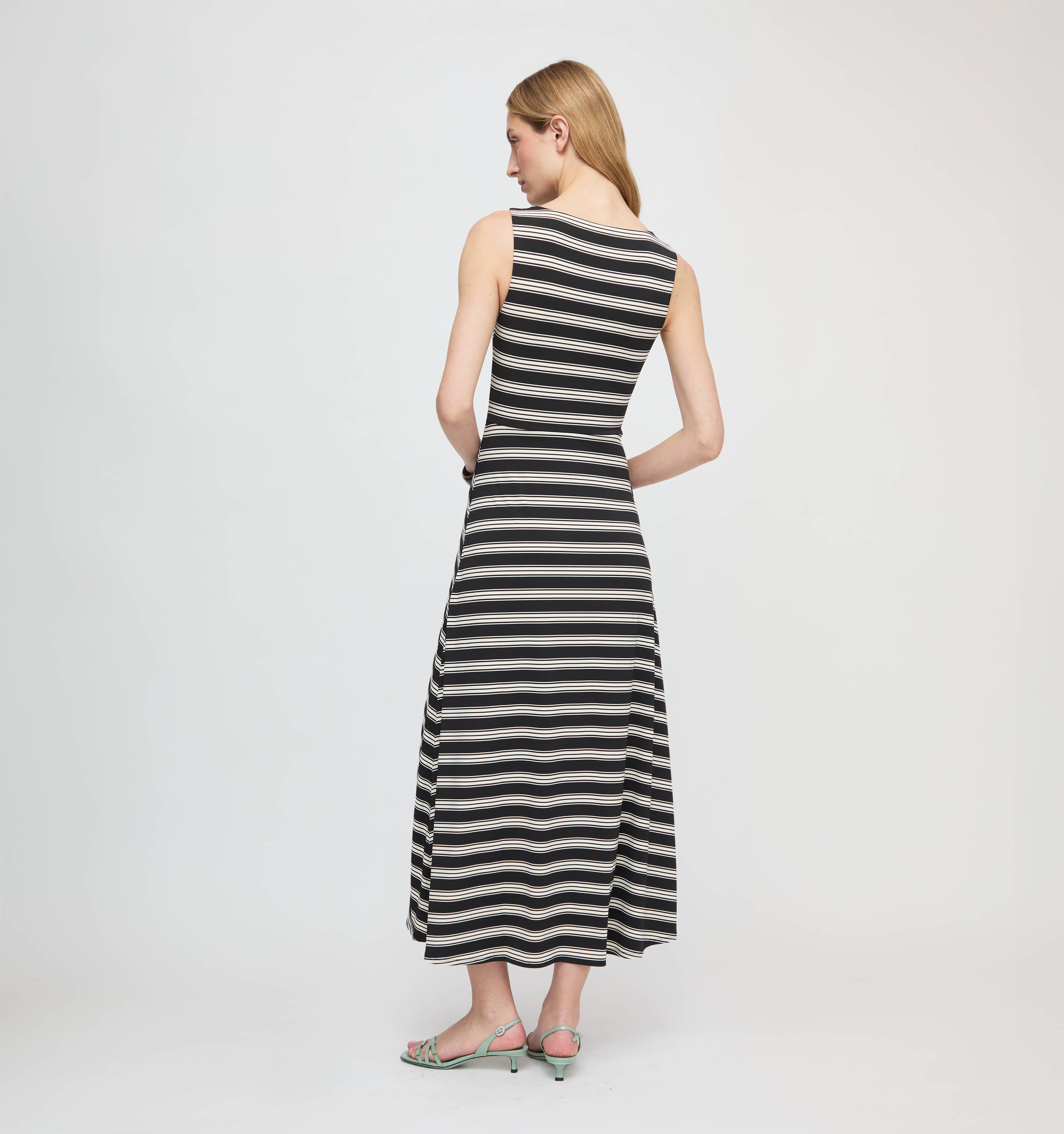 The Jayne Dress - Black/Ivory Stripe