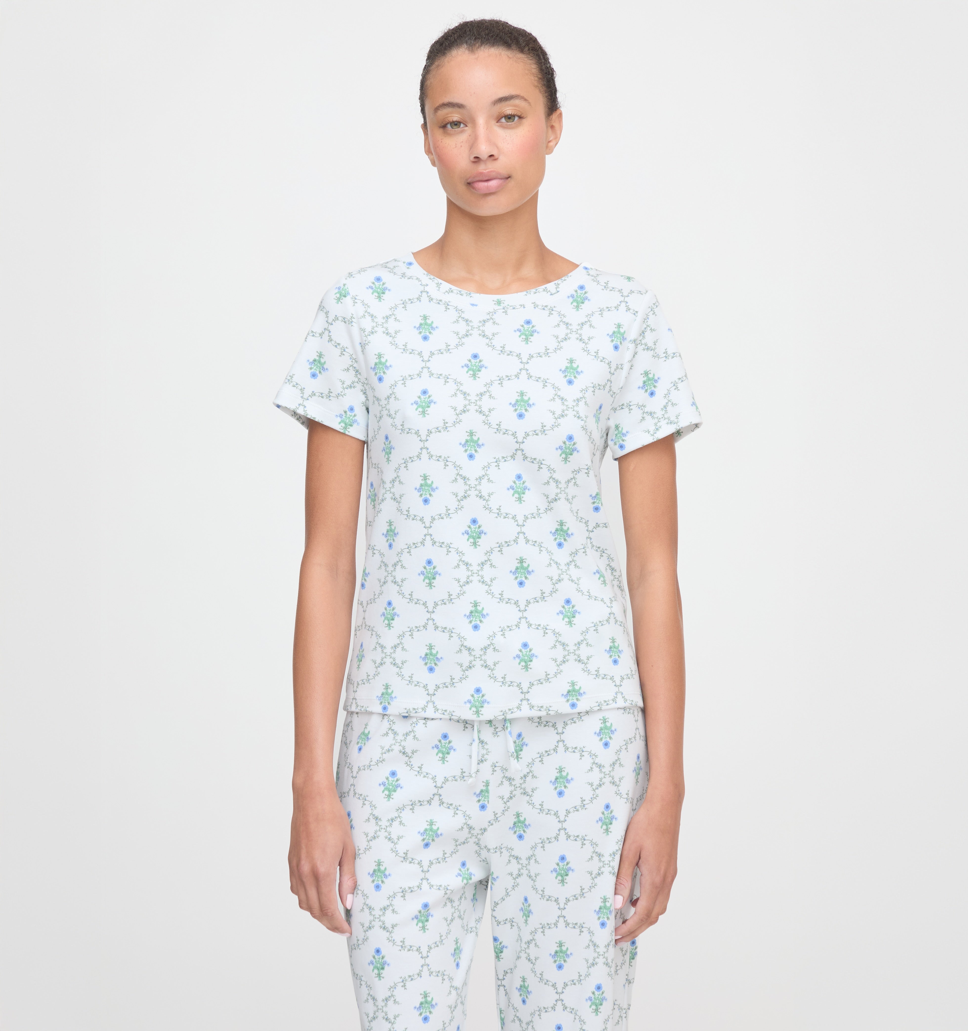 The Kelly Pajama Set - Green Trellis
