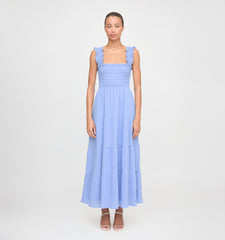 The Kimmy Maxi Nap Dress - Bluebird Tonal Seersucker