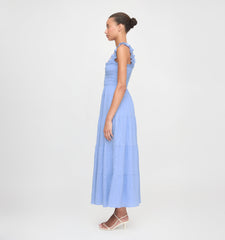 The Kimmy Maxi Nap Dress - Bluebird Tonal Seersucker