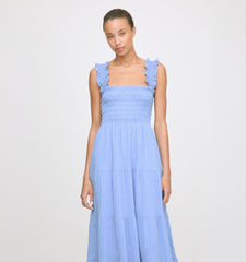 The Kimmy Maxi Nap Dress - Bluebird Tonal Seersucker