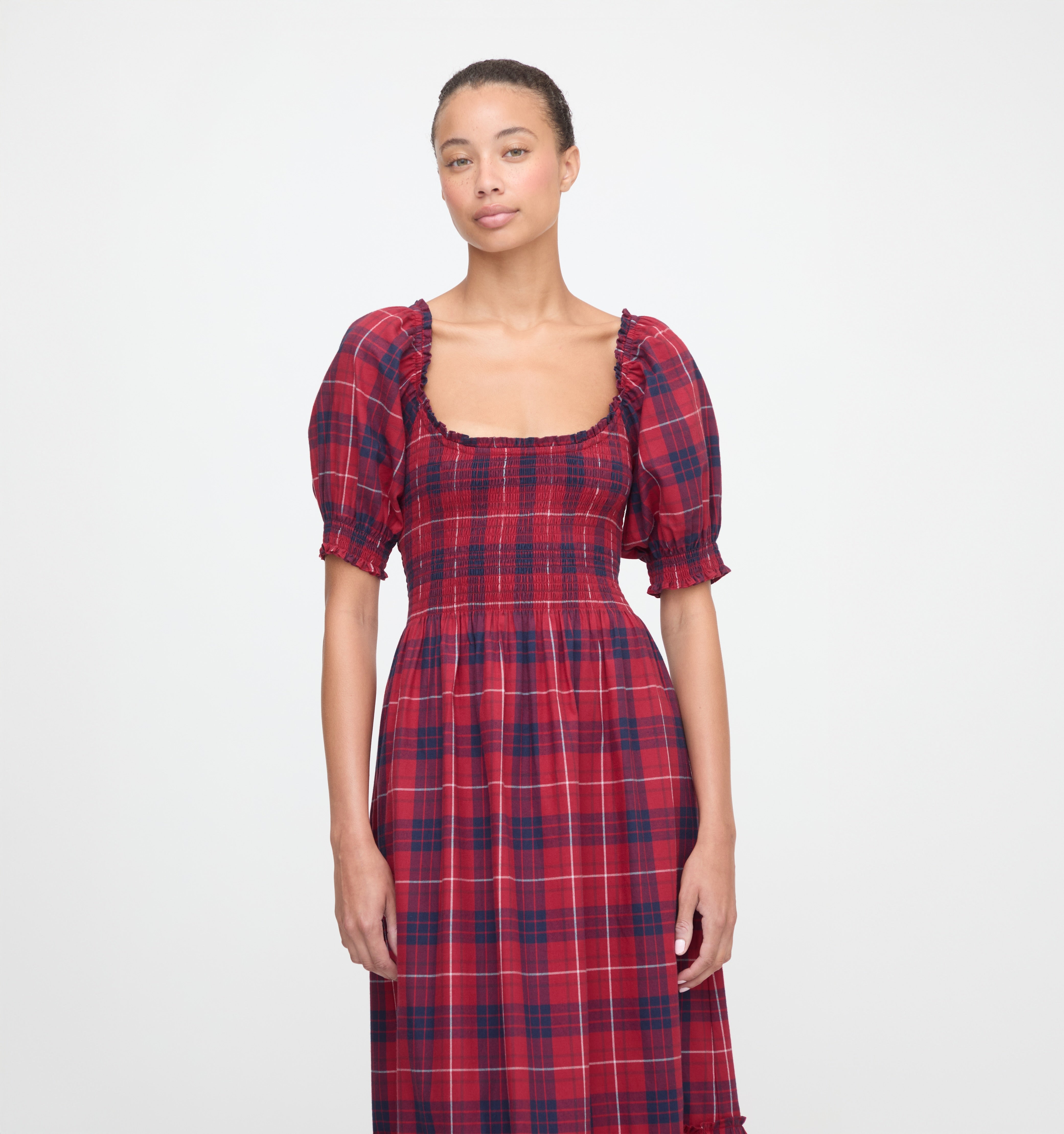 The Louisa Nap Dress - Cherry Tartan