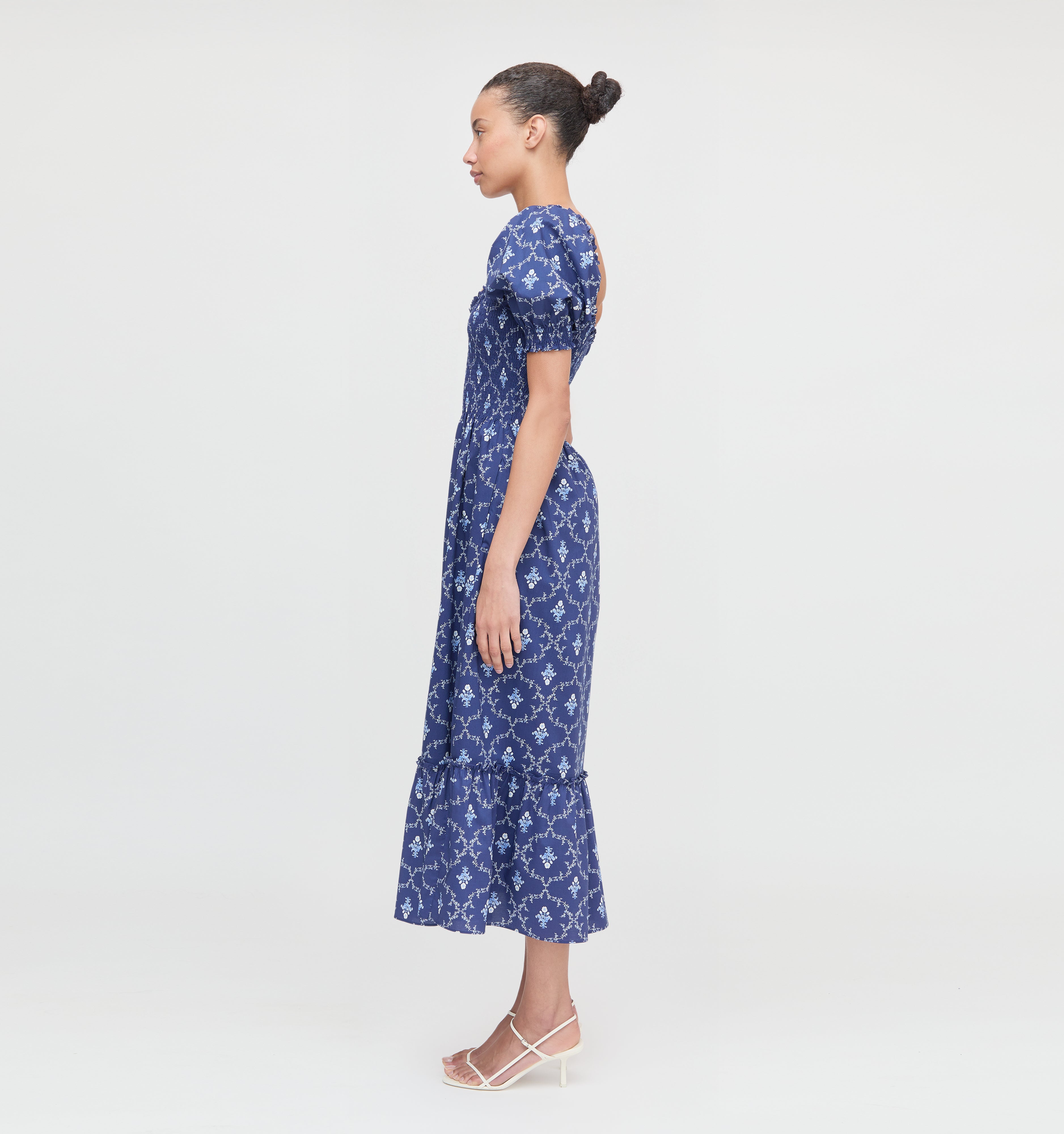 The Louisa Nap Dress - Navy Trellis