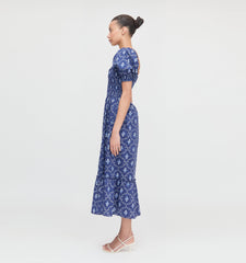 The Louisa Nap Dress - Navy Trellis