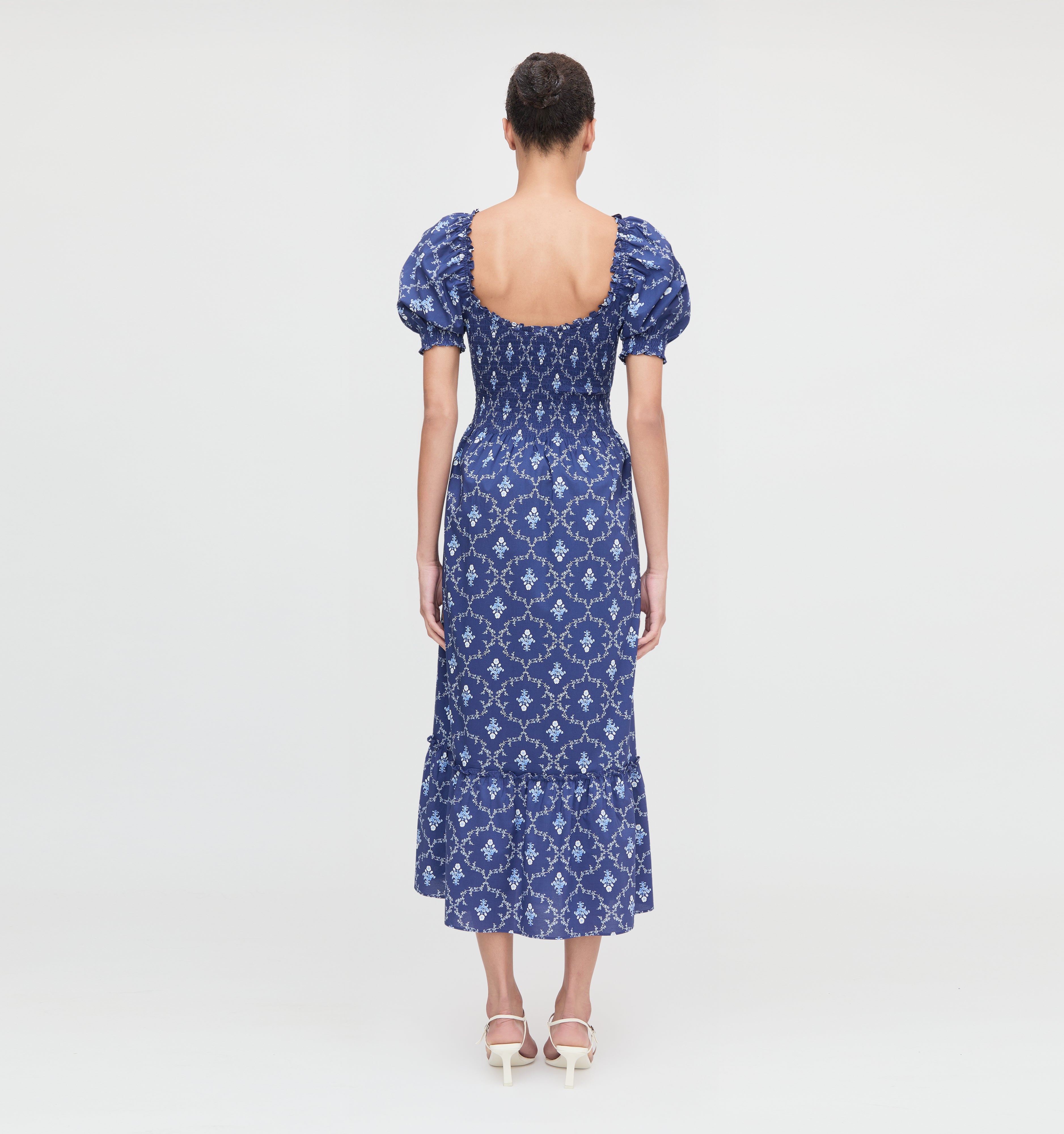 The Louisa Nap Dress - Navy Trellis