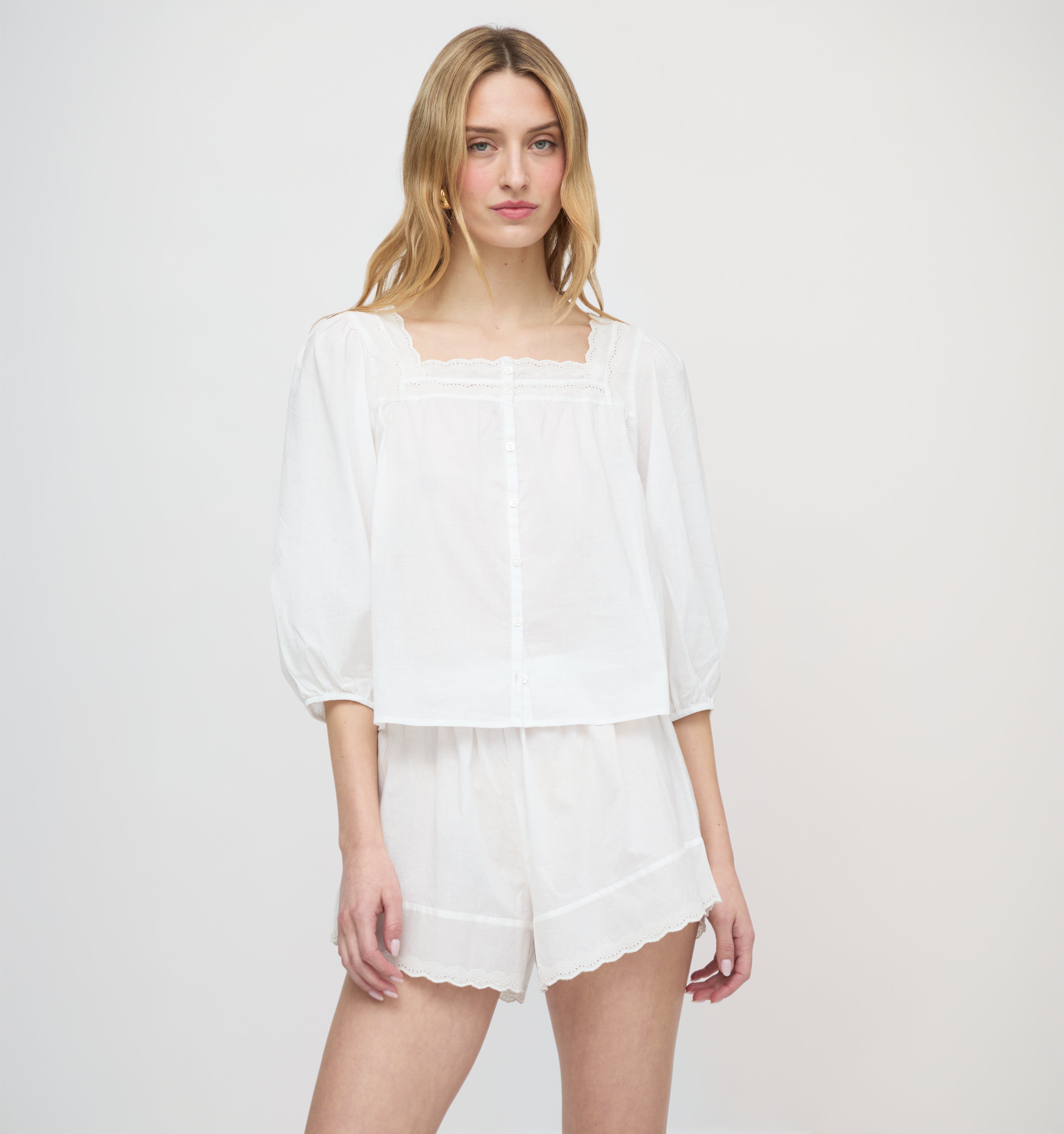The Maeve Top - White Crisp Voile