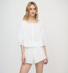 The Maeve Top - White Crisp Voile