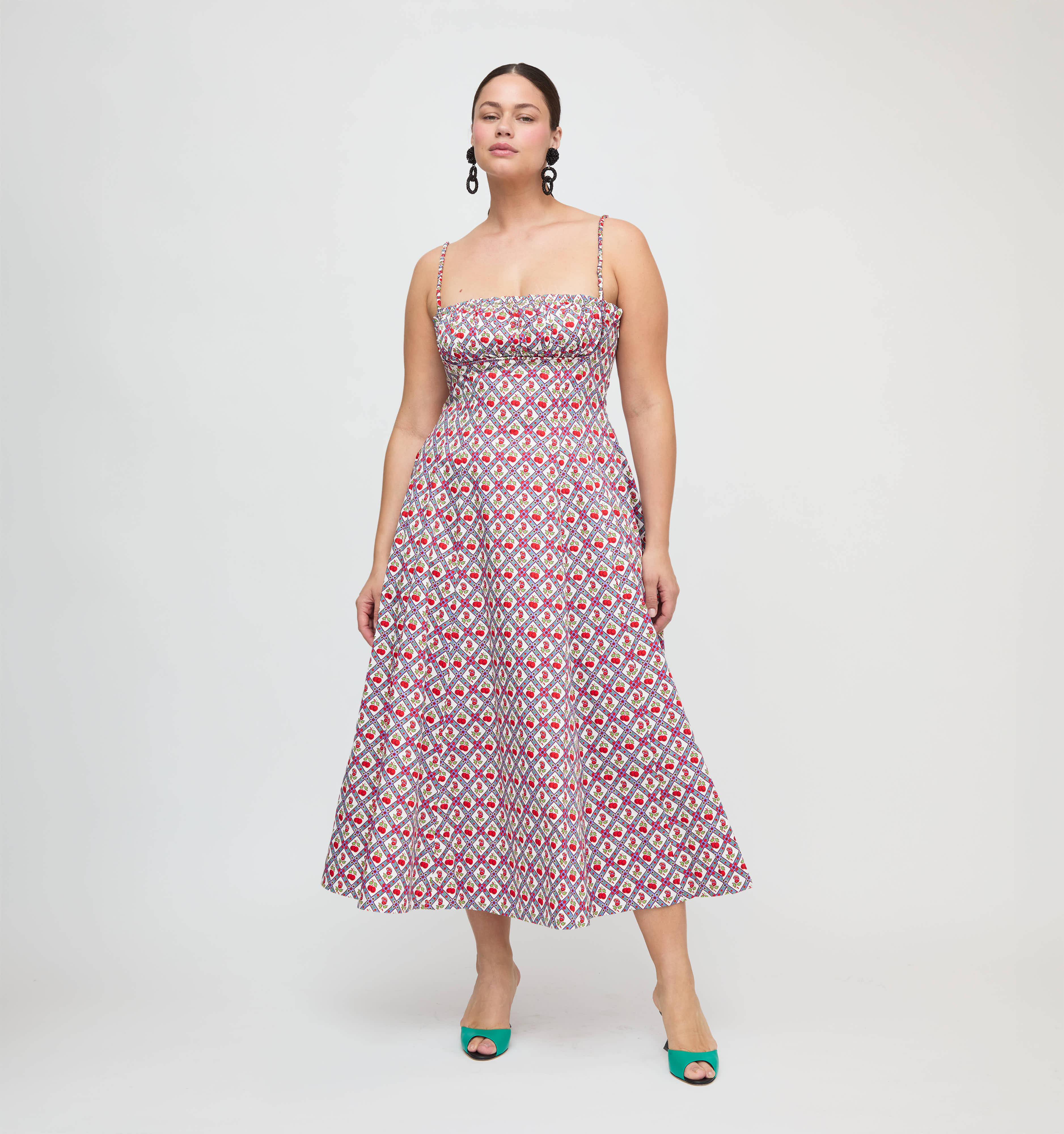 The Maisie Dress - Diamond Cherries Cherry Red