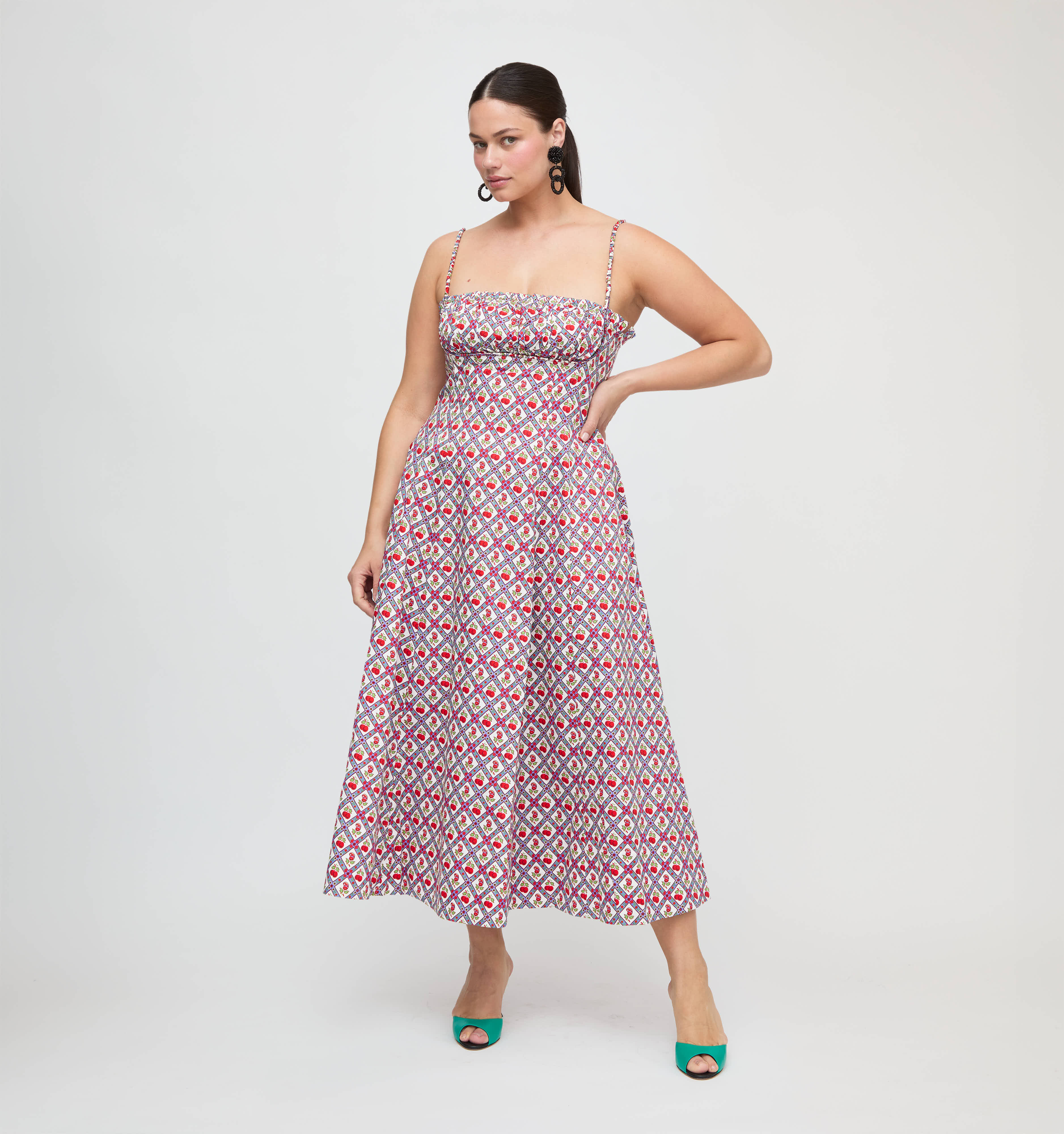 The Maisie Dress - Diamond Cherries Cherry Red