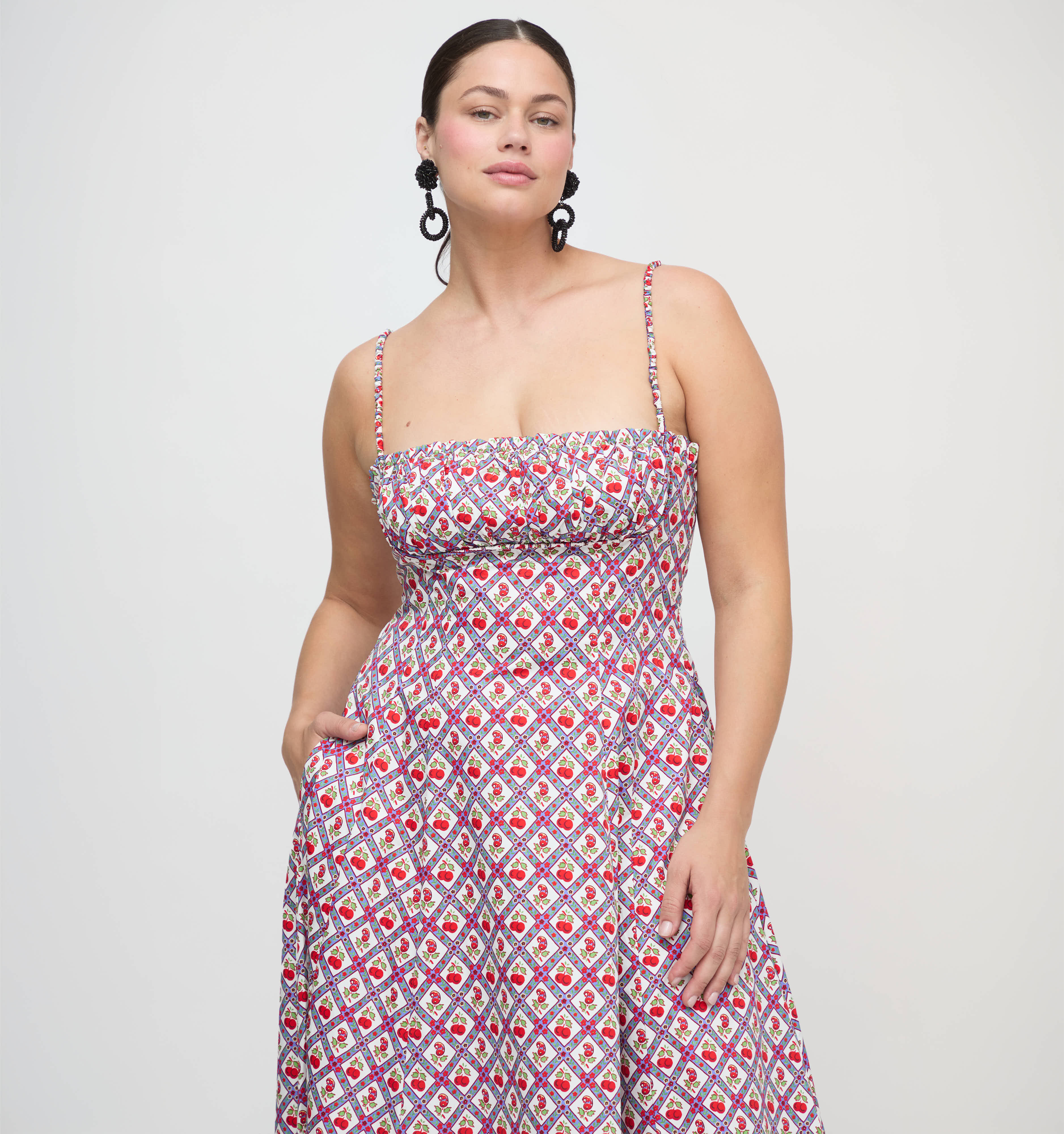 The Maisie Dress - Diamond Cherries Cherry Red