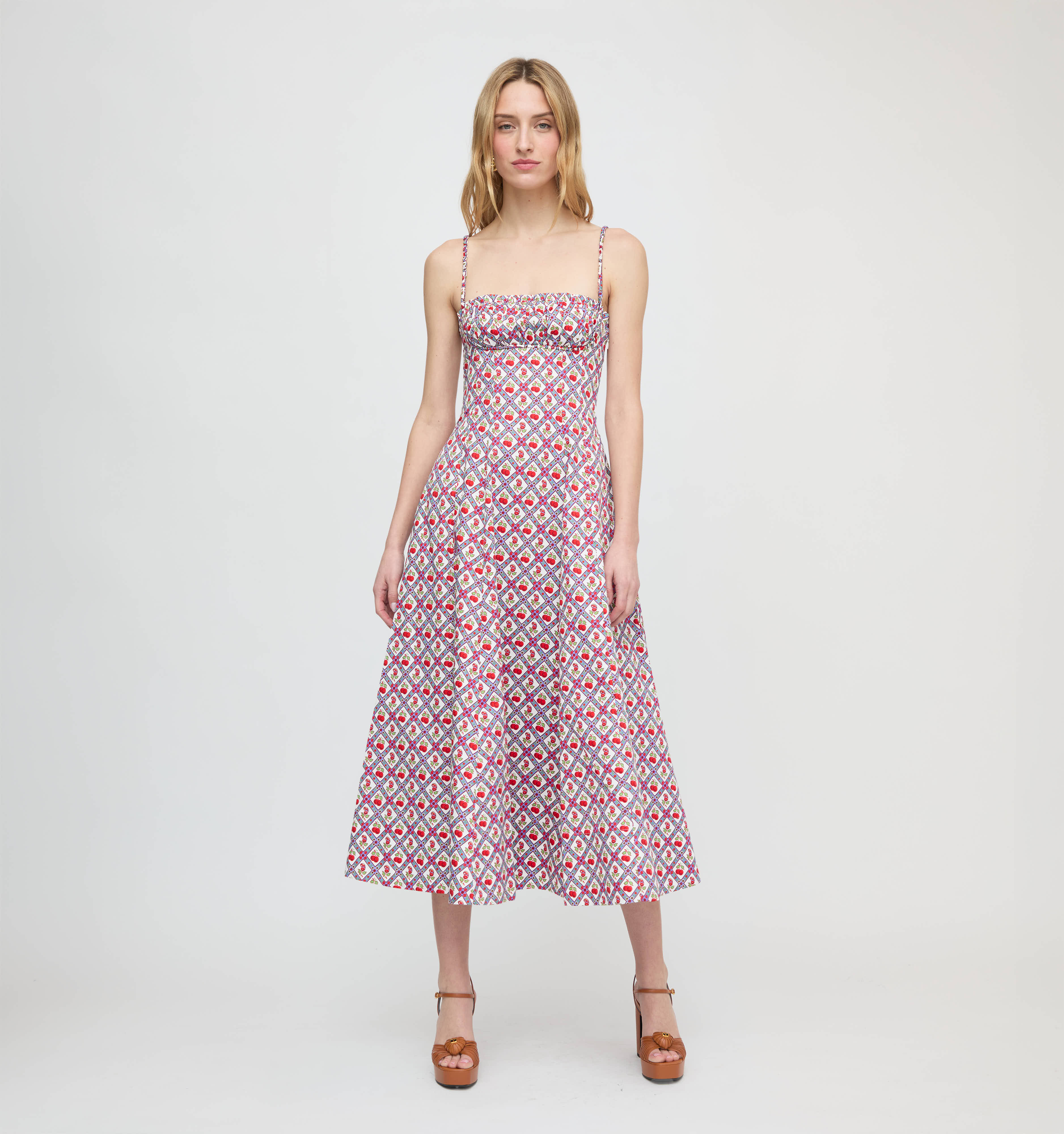 The Maisie Dress - Diamond Cherries Cherry Red