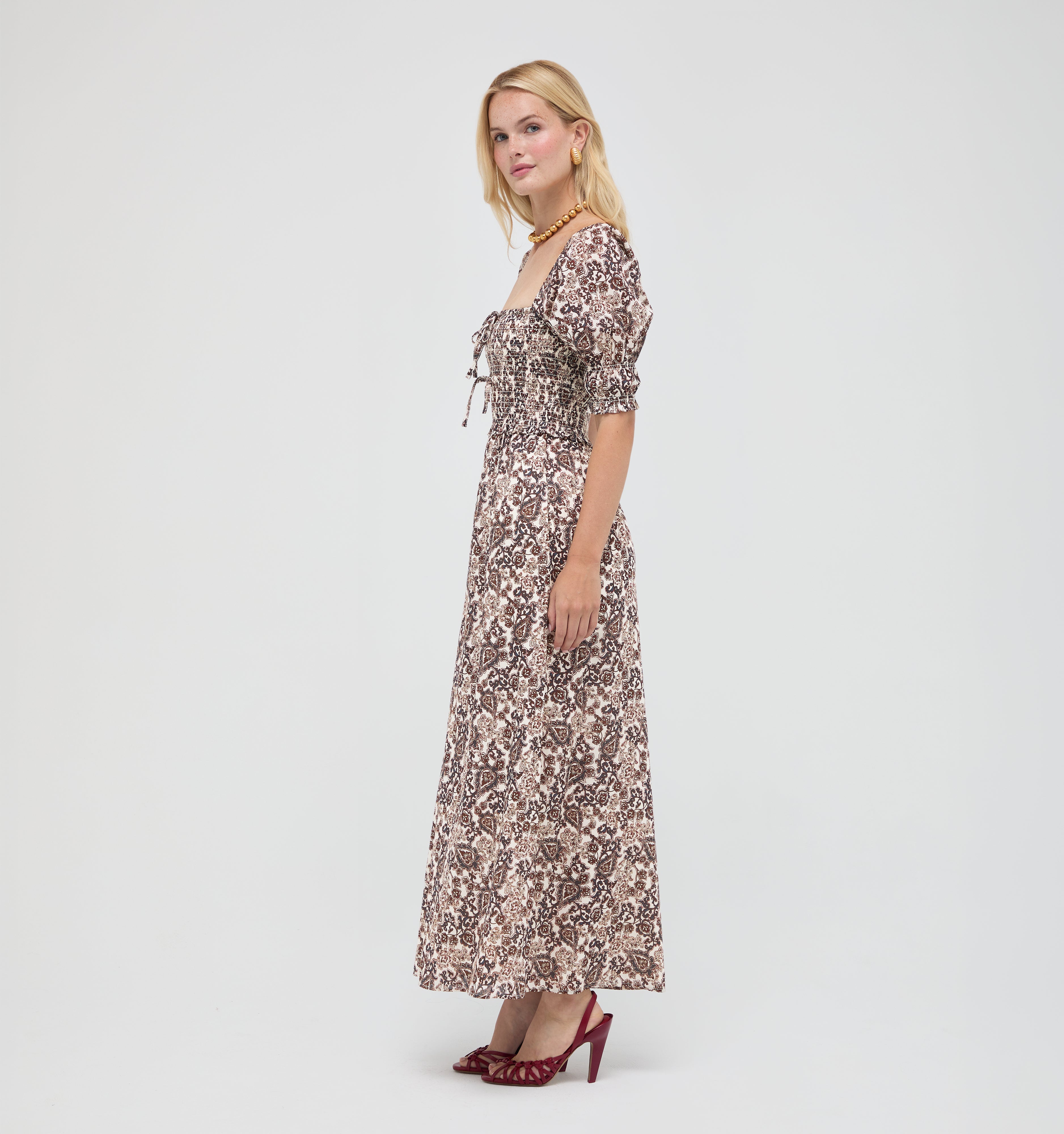 The Malene Nap Dress - Chedworth Paisley Brown