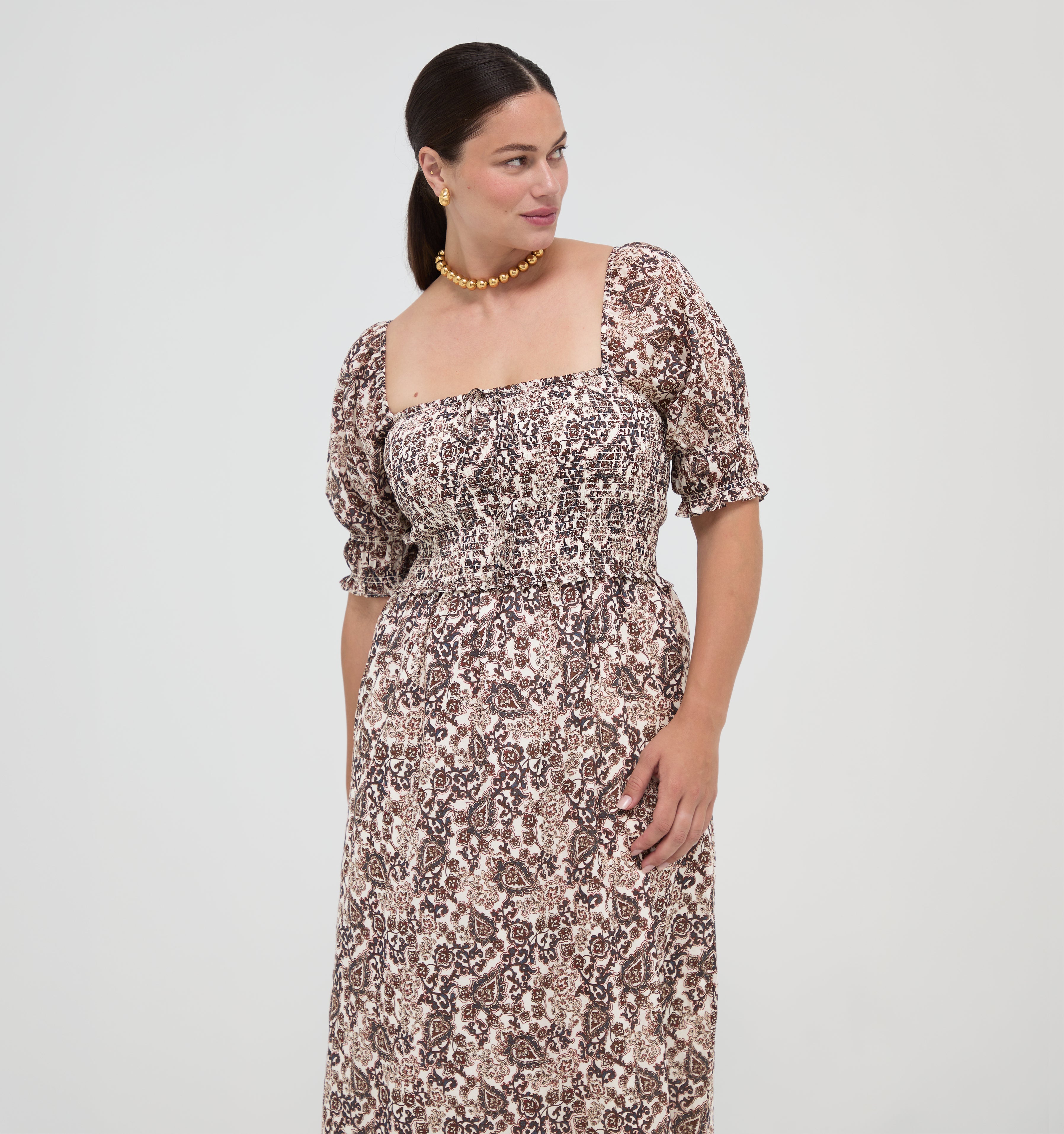 The Malene Nap Dress - Chedworth Paisley Brown