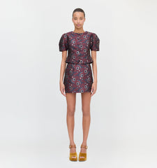 The Hallie Skirt - Burgundy Baroque Jacquard