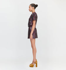 The Hallie Skirt - Burgundy Baroque Jacquard