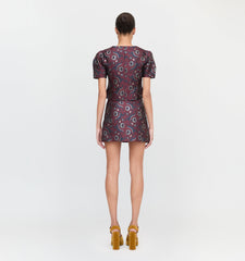 The Hallie Skirt - Burgundy Baroque Jacquard