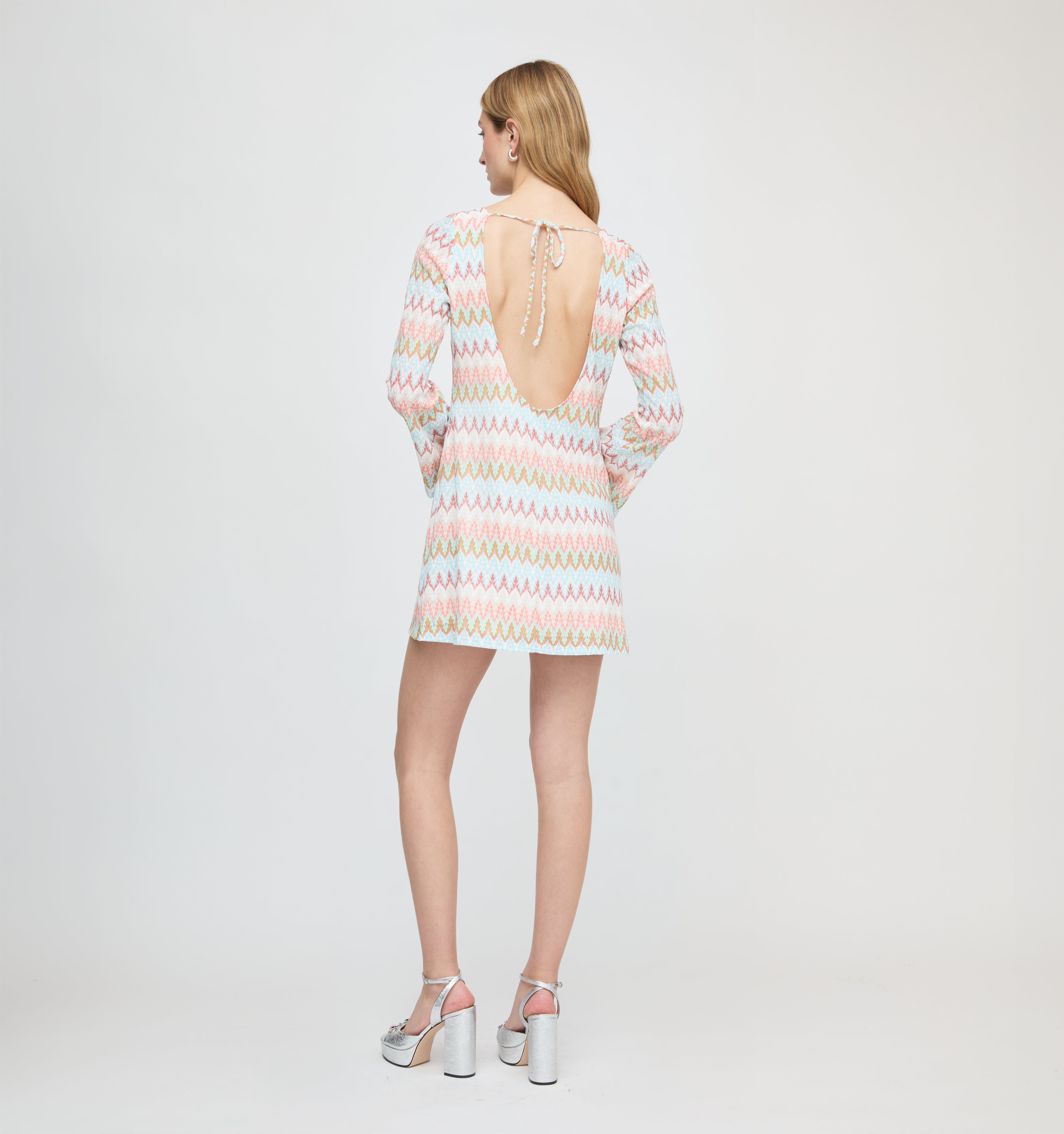 The Nathalie Dress - White Multi Smooth Shimmer Knit