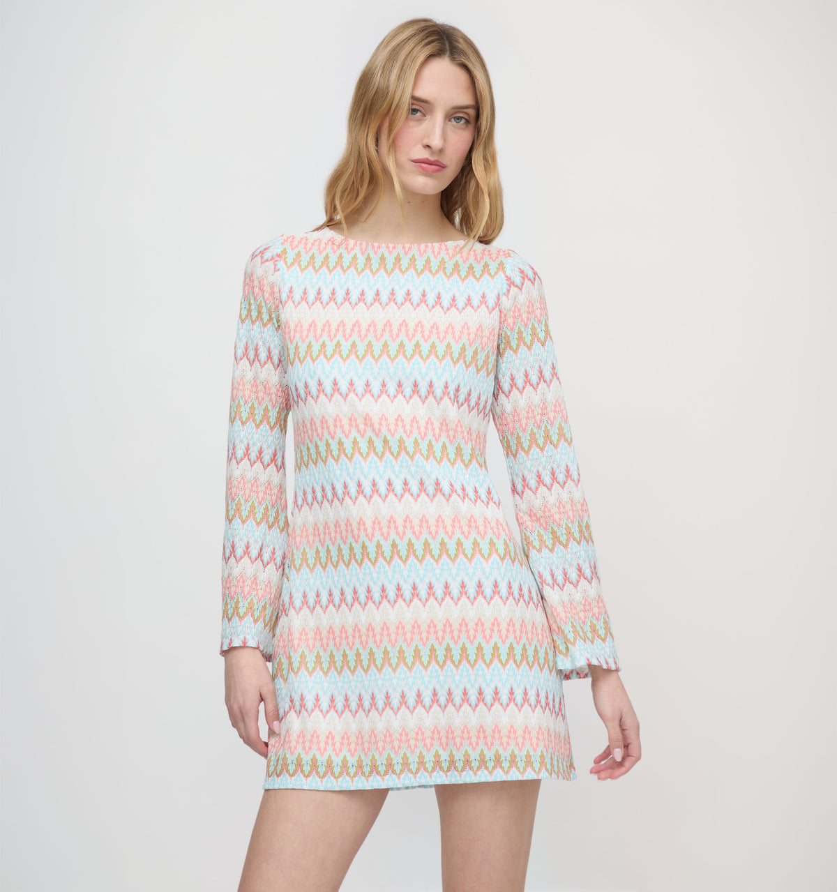 The Nathalie Dress - White Multi Smooth Shimmer Knit