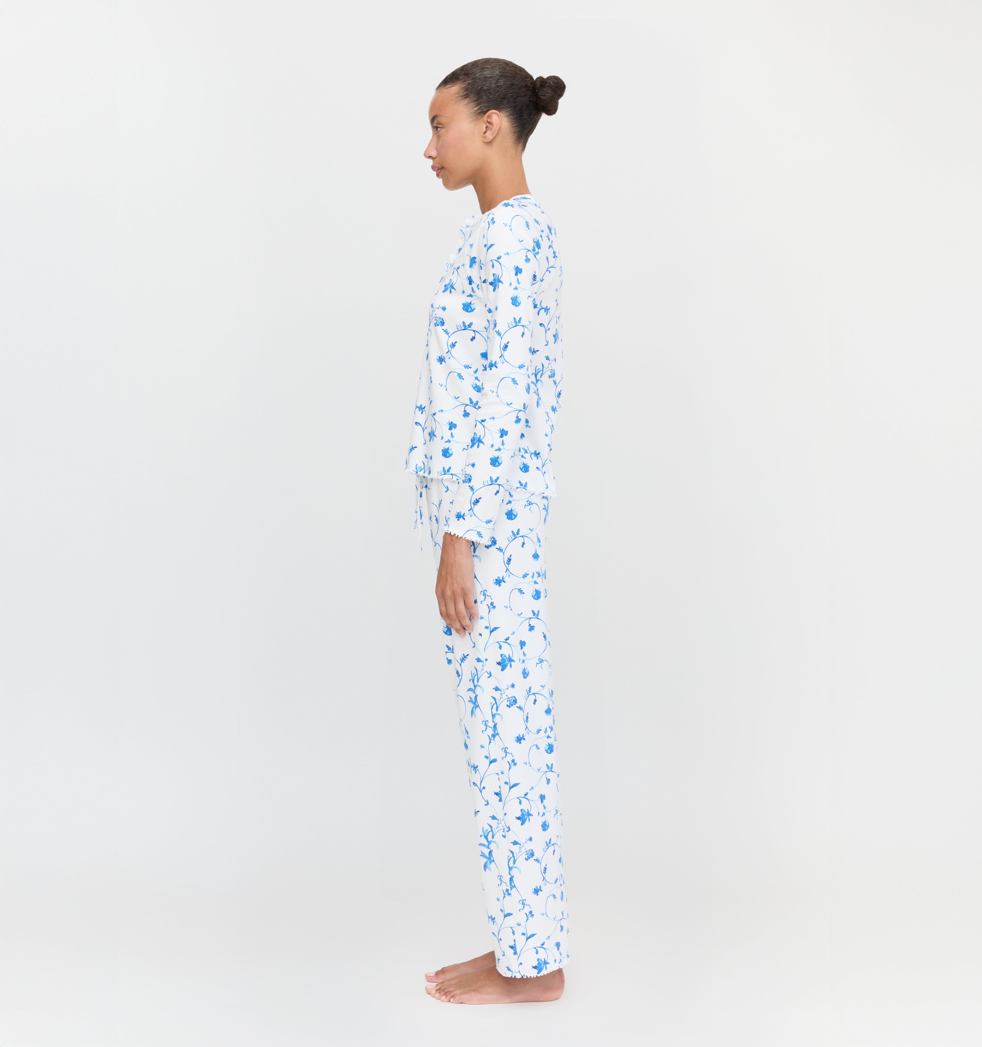 The Olivia Pajama Set - Blue Botanical