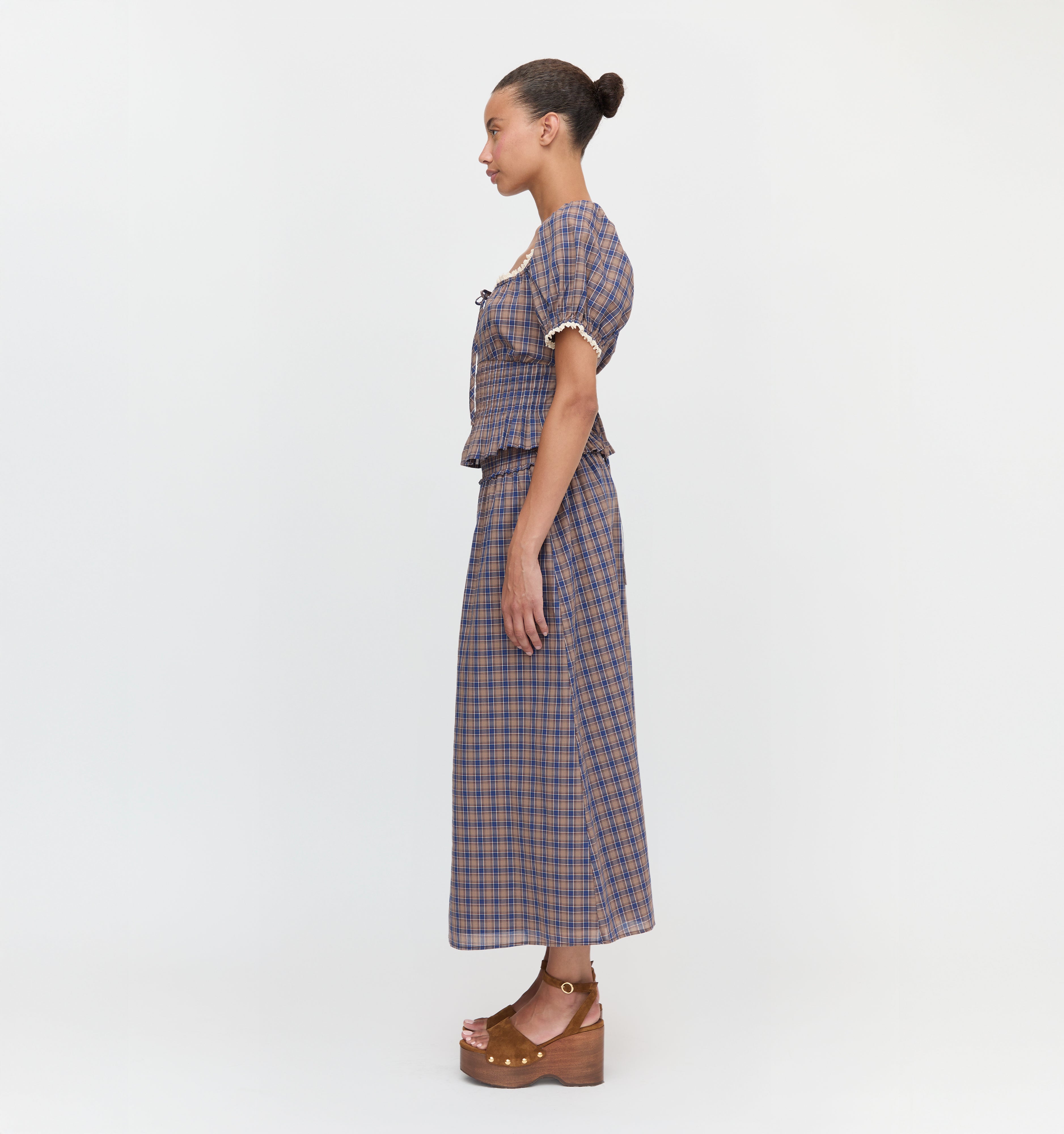 The Delphine Nap Skirt - Brown Spencer Plaid