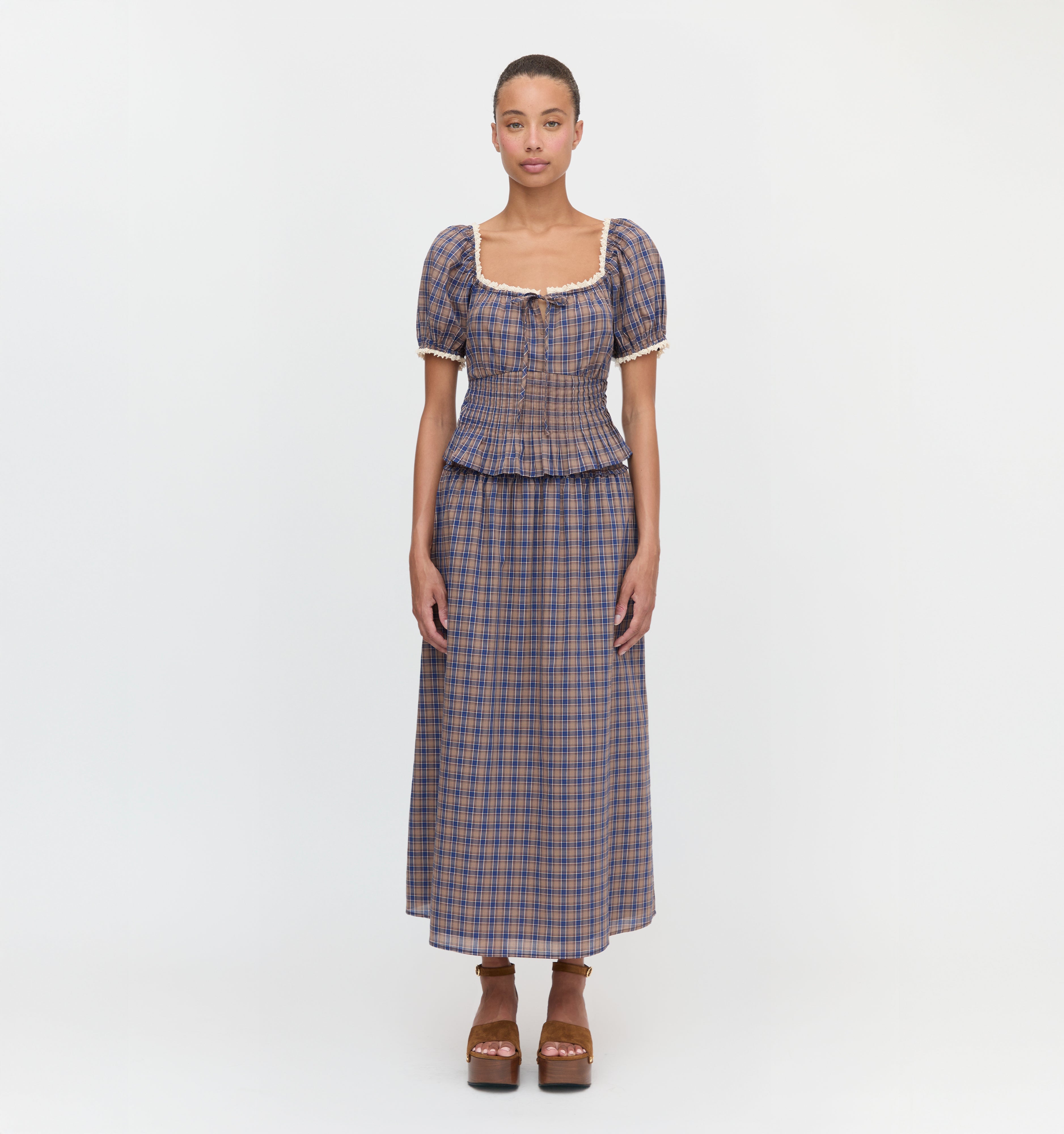 The Paulina Top - Brown Spencer Plaid