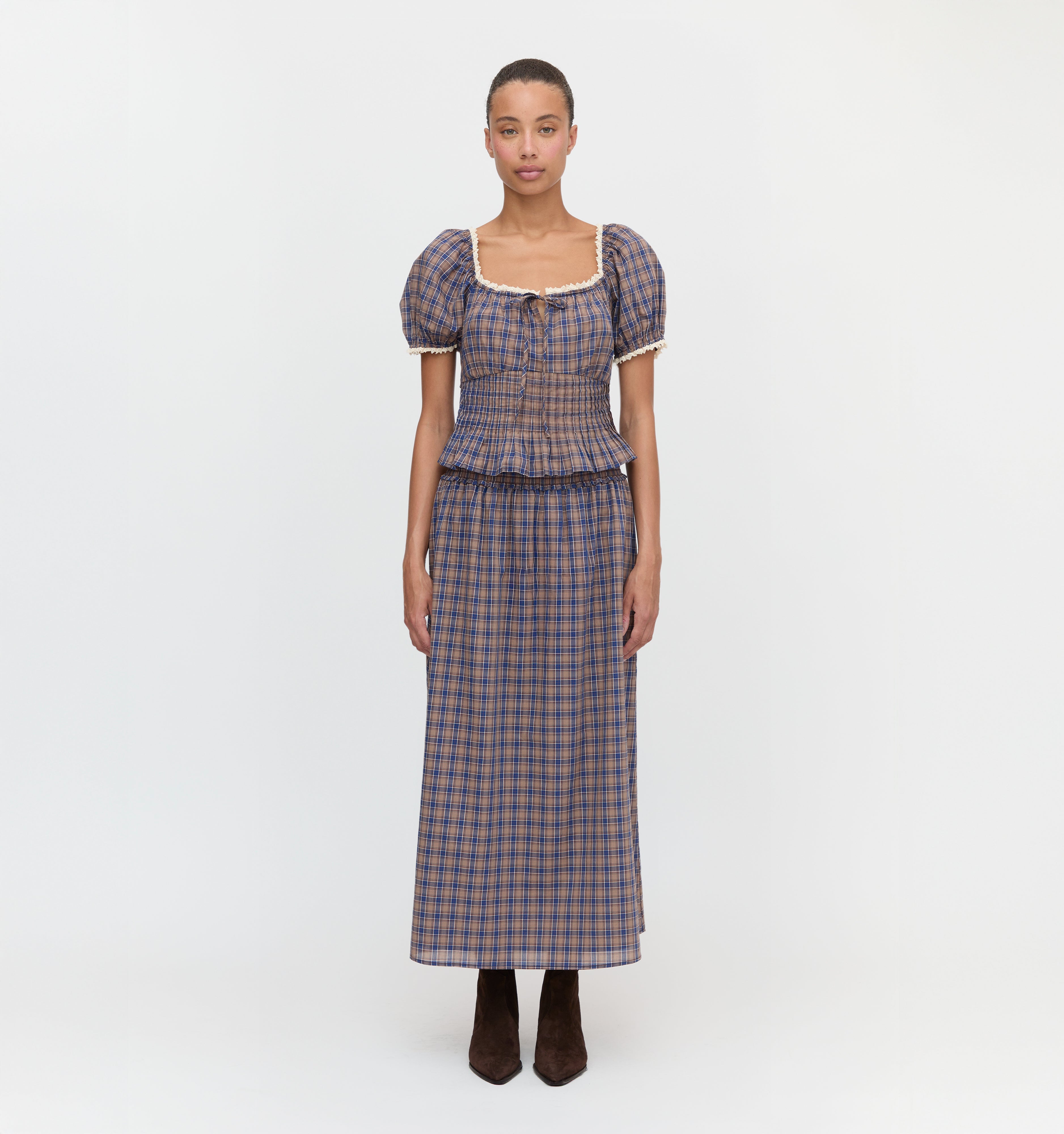 The Paulina Top - Brown Spencer Plaid