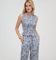 The Phoebe Nap Top - Chedworth Paisley Blue